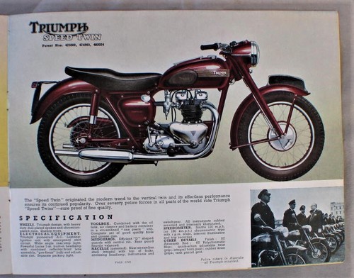 Vintage 1954 Triumph Motorcycle Advertising Sales Brochure - Picture 7 of 9