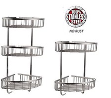 STAINLESS STEEL SHOWER CADDY 100% RUST FREE BATHROOM SHELF CORNER ORGANIZER RACK