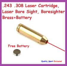 .243 .308 Laser Cartridge, Laser Bore Sight, Boresighter Brass+Battery
