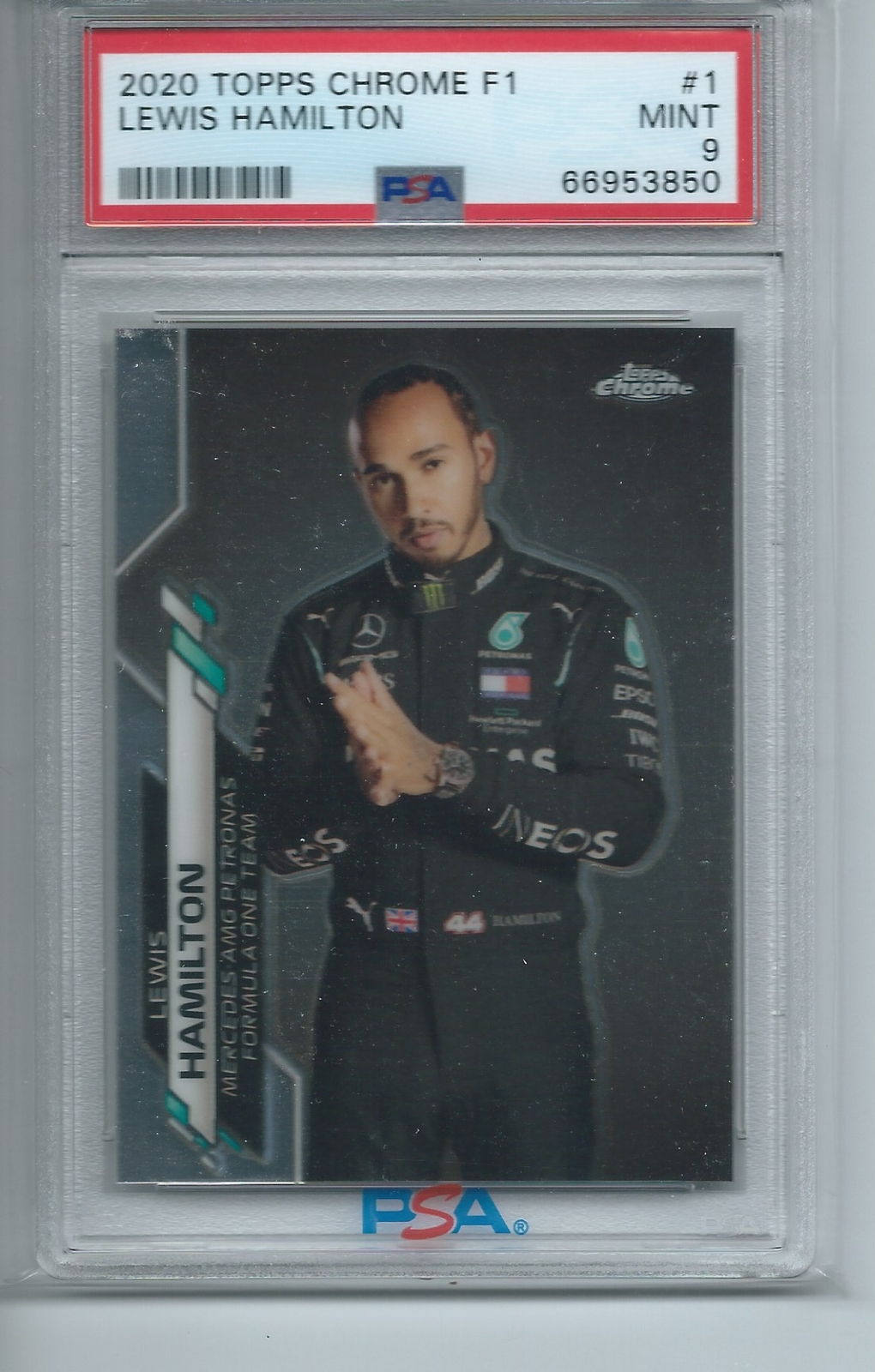 LEWIS HAMILTON 2020 TOPPS CHROME FORMULA ONE F1 PORTRAIT #1 PSA 9 MINT view 1