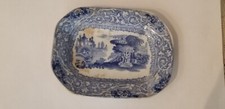 ANTIQUE STAFFORDSHIRE BLUE TRANSFERWARE CHILDS DOLL TOY MINIATURE platter 4 3/8"