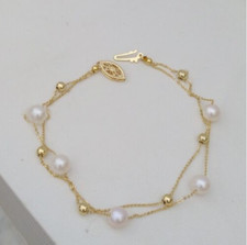 AAA 7-8mm South Sea White Pearl Bracelet 14k Yellow Gold Clasp 7.5-8 Inch