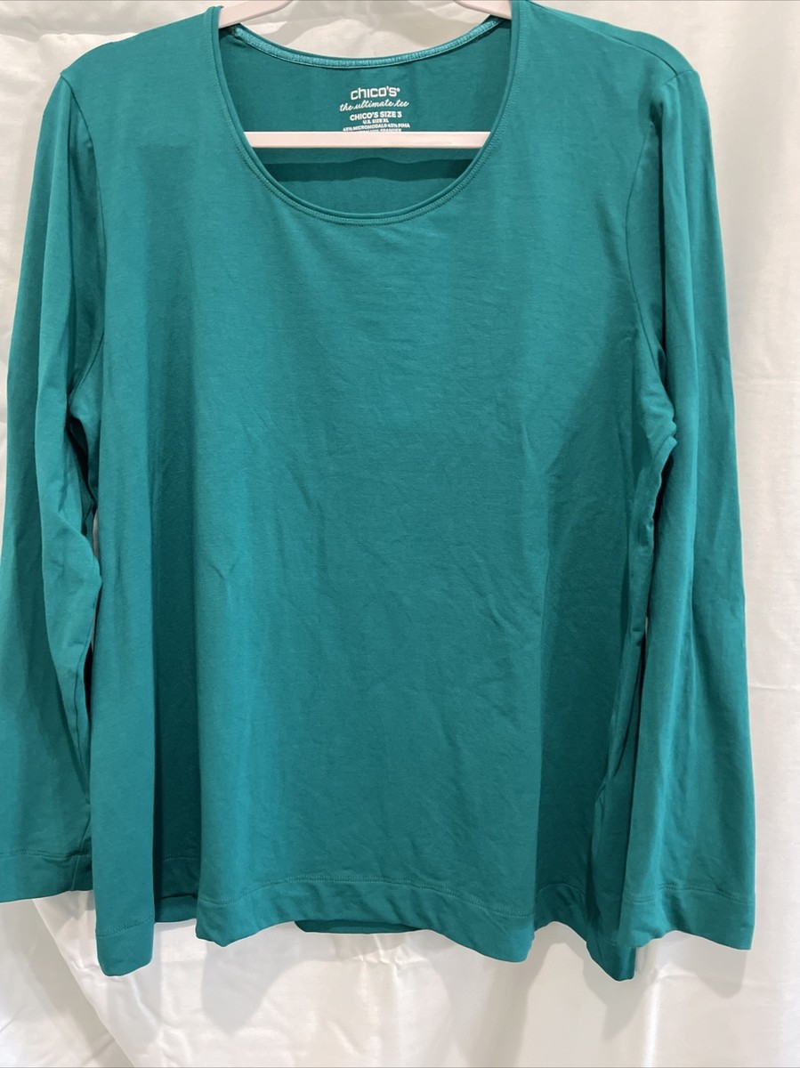 Chicos Ultimate Tee Womens 3 US XL Teal Green Pima Cotton