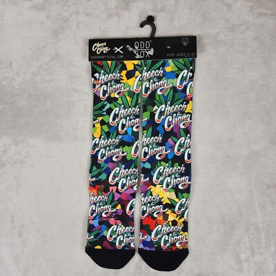 Cheech And Chong Odd Sox Crew Socks Adult Size 6 - 13 Black Multi Color Comedy