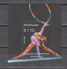 NICARAGUA :  1987 -   SOUVENIR SHEET - SCOTT # 1653  GYMNASTICS