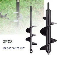 2pcs Auger Drill Bit Garden Plant Flower Bulb Auger Spiral Hole Drill Rapid