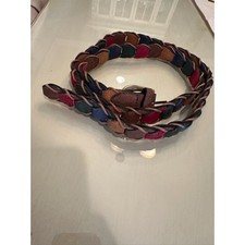 Suede Leather Split Chain Belt Colorful Red Blue Green Yellow Tan Buckle 51