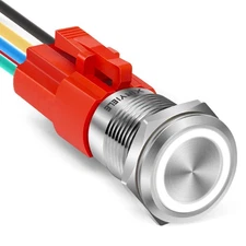 XINYIELE 16MM Latching 12V Push Button Switch On Off,Waterproof Stainless Ste...