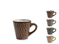 H&H Ethnic Neu 6 Kaffeetassen In Steingut/Gres Assortiert Cc100