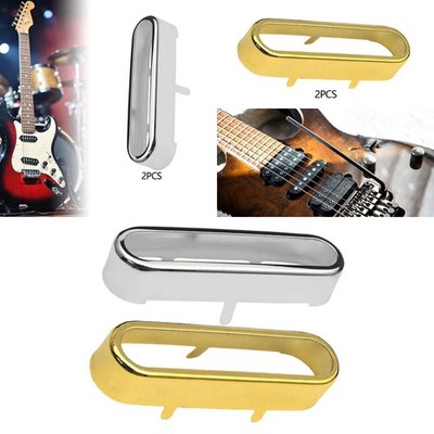 2 Stück Gitarren-Pickup-Abdeckungen Messing Metall Rauschunterdrückung passiv Gitarrensteg offen