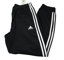 Adidas Essentials Warm-Up Tapered 3-Stripes Pants Black White Mens Medium