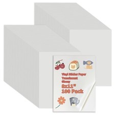 100 Pack Printable Vinyl Sticker for Laser/Inkjet Printers, Glossy Translucen...
