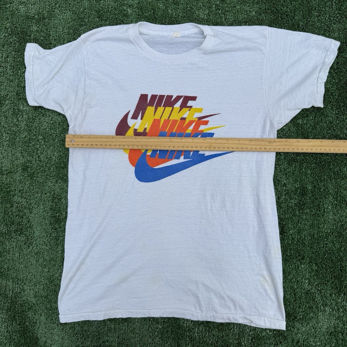 Nike Vintage T Shirt Mens 70s Quad Swoosh Stack OG Rare Pinwheel