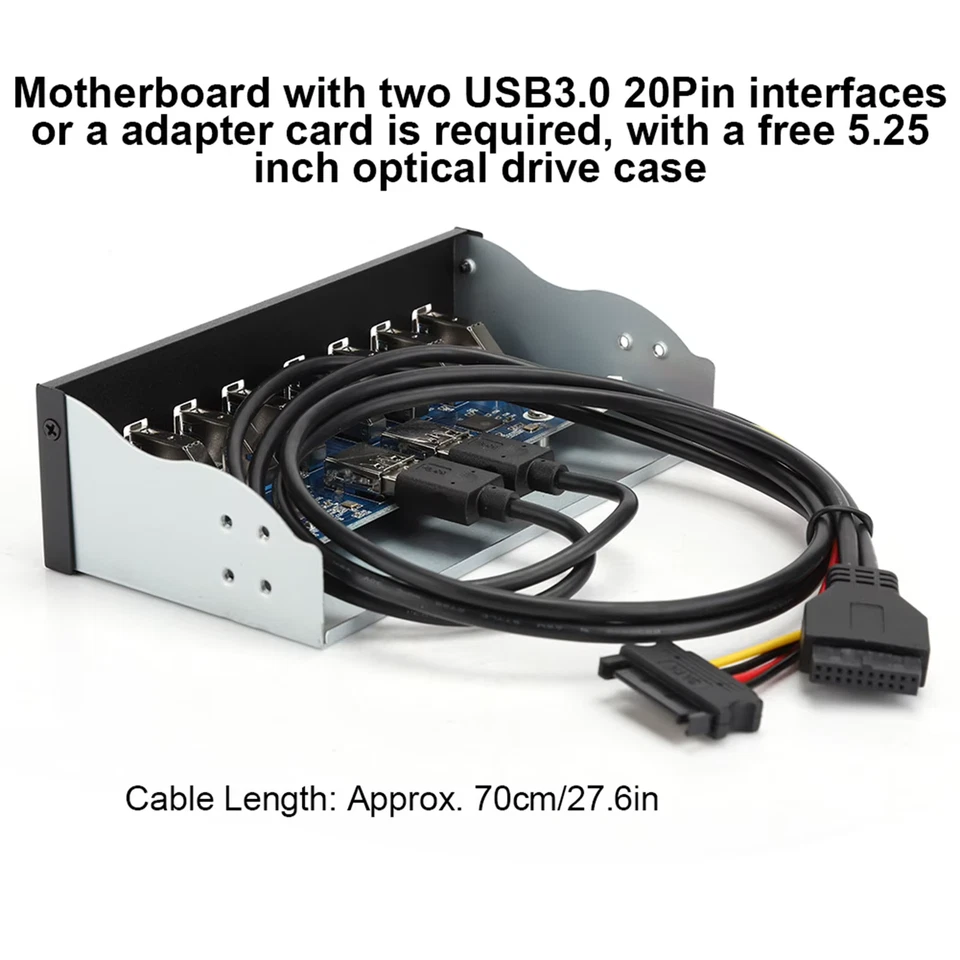 Pannello Frontale Pannello Frontale Hub USB 3.0 19PIN 8 Porte Hub Unità Ottica E - Immagine 4 di 4