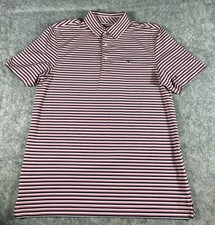 Vineyard Vines Performance Men  s Small Pink Blue Striped Golf Polo Stretch