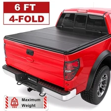 6FT 4 Fold FRP Hard Truck Bed Tonneau Cover For 2019-2023 Ford Ranger On Top