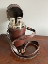 Triple Nesting Glass Hip Flask Hunting Set Colour Coded Caps 3 Bottle Decanter