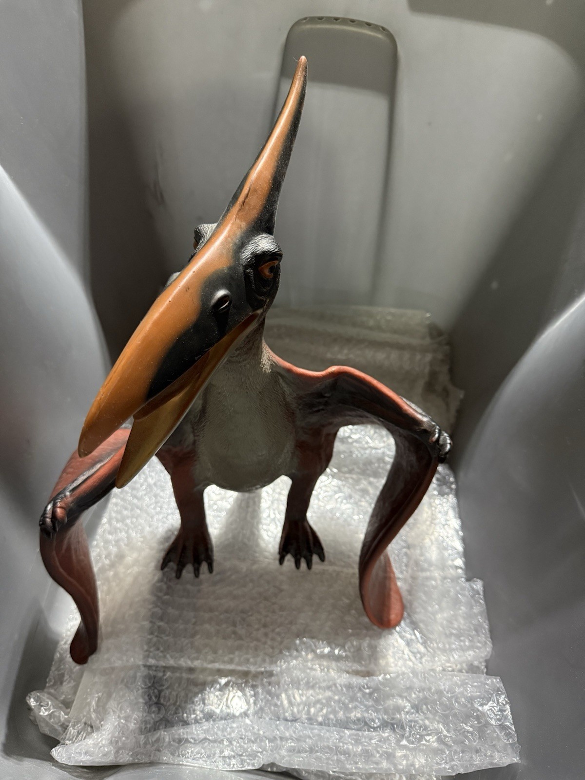 Toy Pterodactyl Reddish Orange And Black Figure 12 Inches Tall