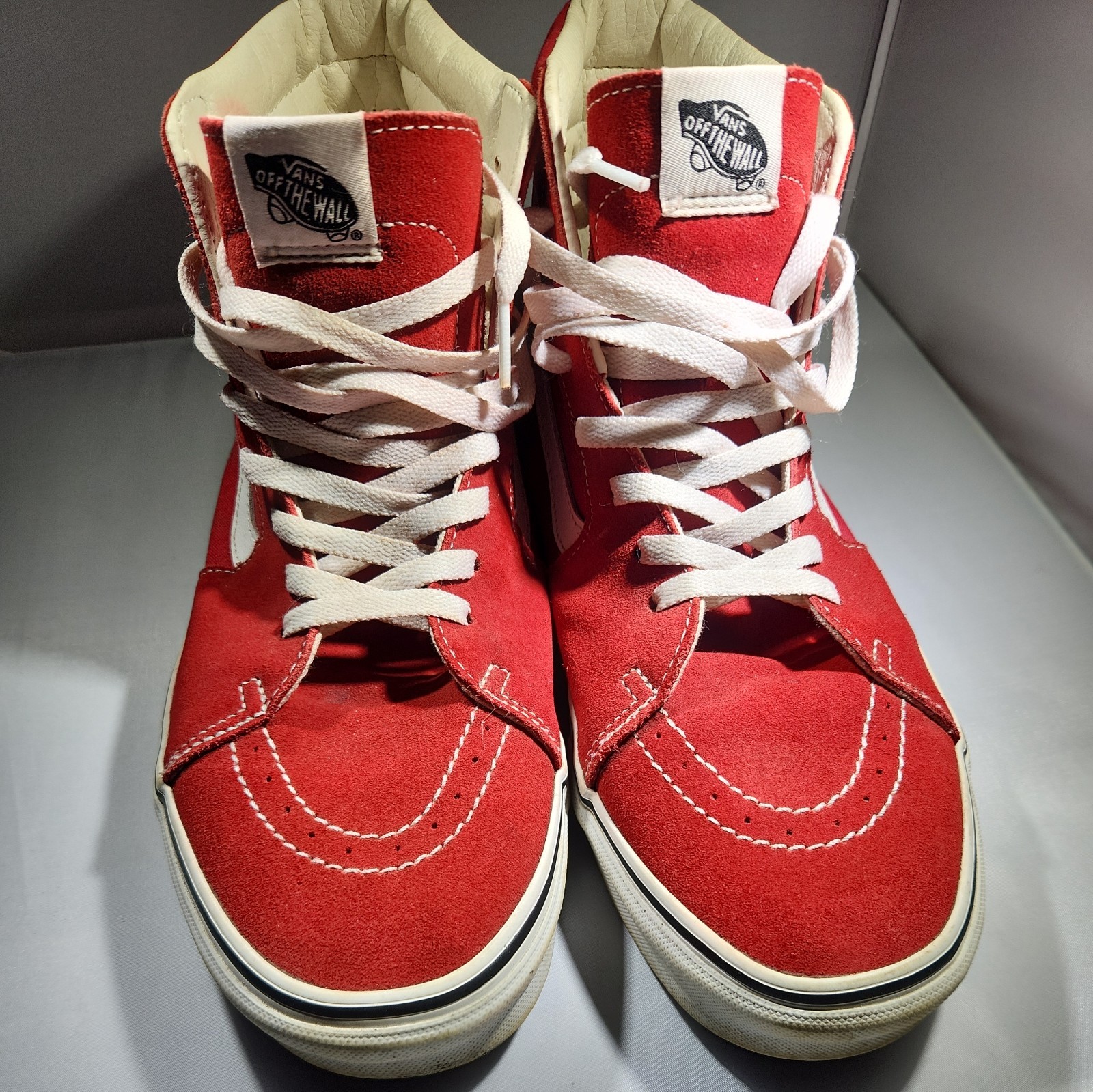 Men's VANS Sneakers Shoes RED White HIGHTOP LACE UP mens Size