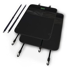 - 2 Pack Car Seat Back Protectors, Reversible Kick Mats - 2-Pack Black