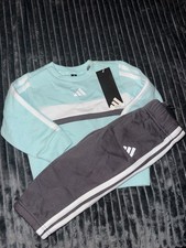 Image of Blue And Grey Adidas Tracksuit 9-12 Months New With Tags