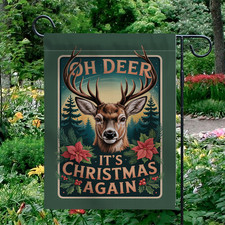 Christmas Garden Flag Funny Reindeer Oh Deer Outdoor Holiday Yard D cor