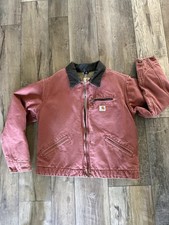 Carhartt Vintage Detroit Lined Full Zip Collared Jacket Pink w/ Pockets L Reg