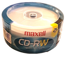 Maxell CD-RW Discs 25pk 700MB 80min 4x Rewritable Data Music Photos Sealed