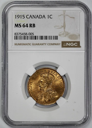 1915 Canada 1c Large Cent NGC MS 64 RB Red Brown