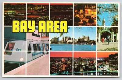 1981 BAY AREA Postcard EAST BAY Cities Lake Merritt BART UC Berkeley 1980's