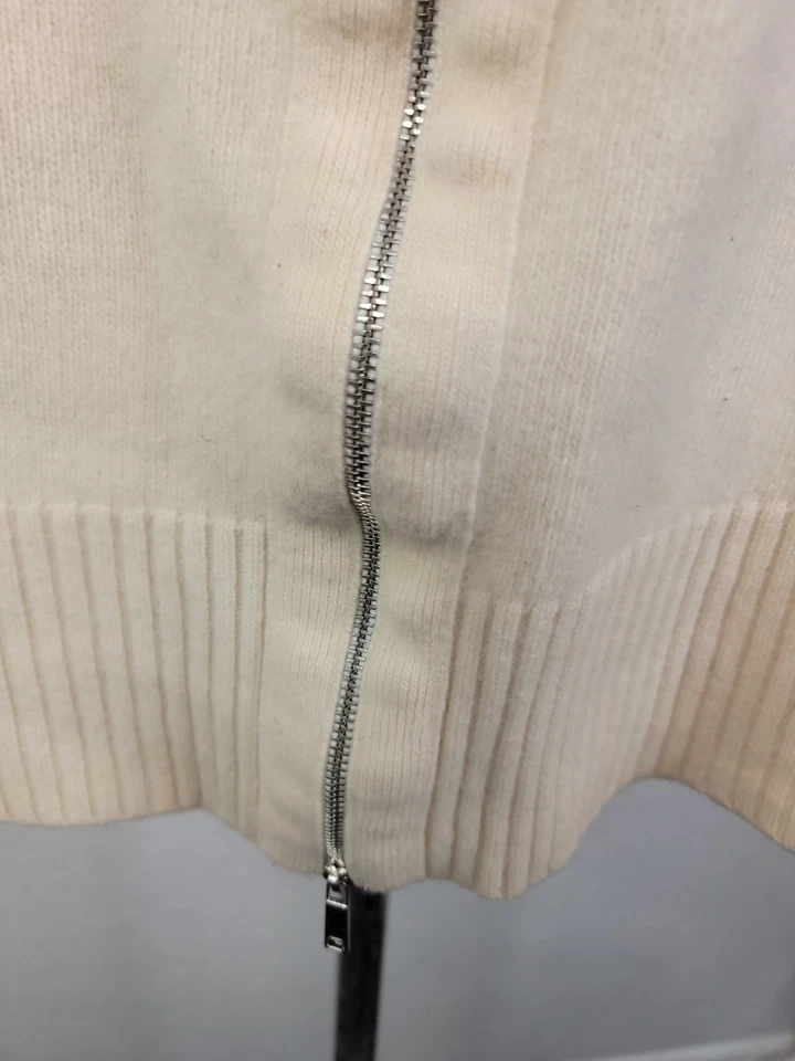 Suéter Lafayette 148 New York Lana Cachemira Mujer M/L Cremallera Completa Crudo Marfil Foto 4 de 4