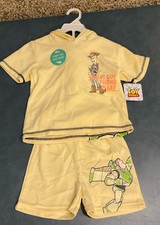 Disney Pixar Toy Story Boy s Size 5 Yellow Hooded 2 Piece Short Set NWT