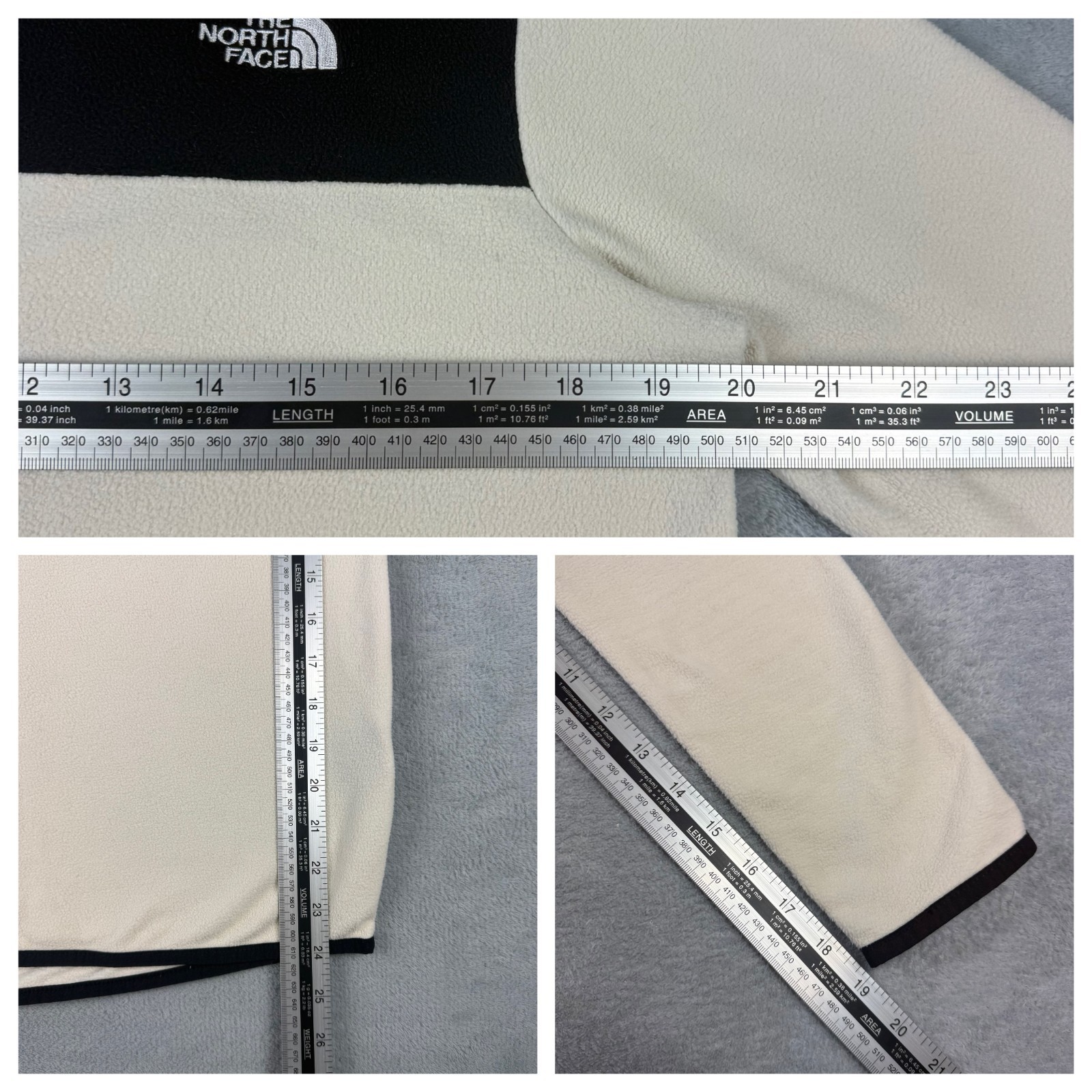 Women's The North Face Cream Black Fleece T-Snap Button Sz Small Pullover Jumper image 7