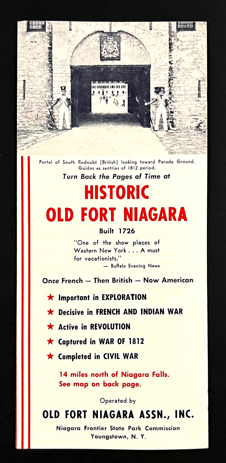 Red Fort Text 1950s Youngstown New York Historic Old Fort Niagara VTG Travel Guide ...