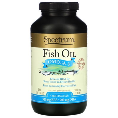 2 X Spectrum Essentials, Fish Oil, Omega-3, 1000 mg, 250 Softgels