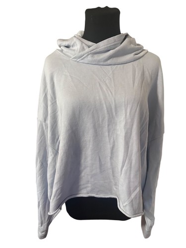 Fabletics light blue cropped sweater shirt hood 1X
