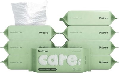 Unifree Facial Tissues I Dry Wipes I Makeup Remover, 8-pack Value Pack, 480