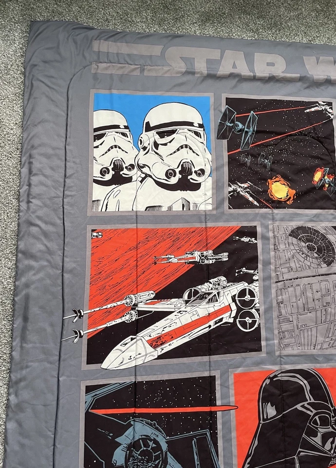Vintage Star Wars Blanket Approx 85x70 Lucas Films Gray C3PO R2D2 Darth Vader - Image 2 of 4