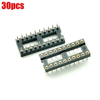 30Pcs Dip Sip Round Gold Plated Machined Solder Type Socket Adaptor 20Pin Ic sc