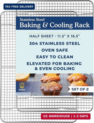 Ultra Cuisine Oven-Safe, Dishwasher-Safe 100% Stainless Steel Cooling and Baking