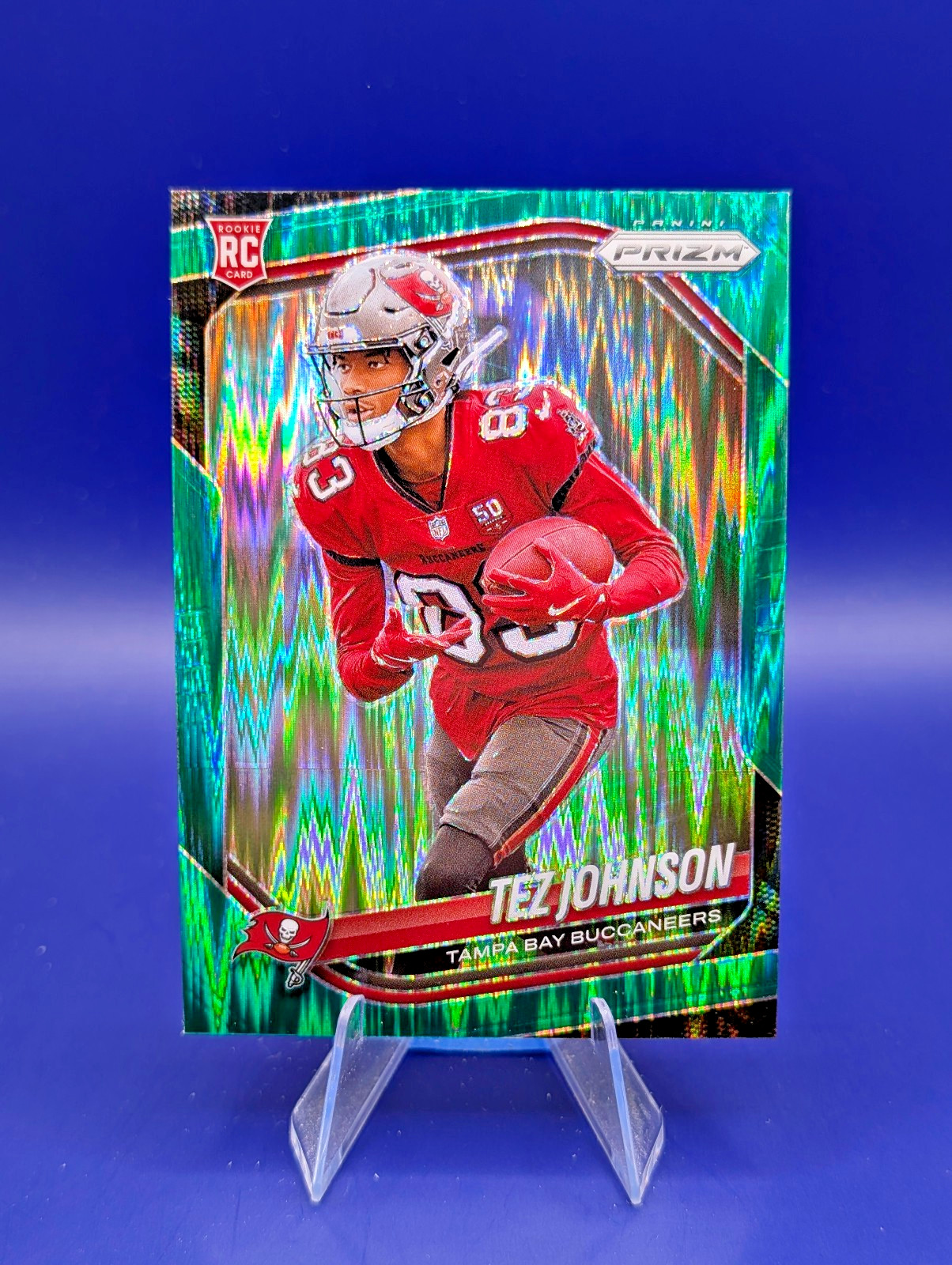 2025 Panini Prizm - Rookies Tez Johnson #381 Green Flash Prizm (RC)