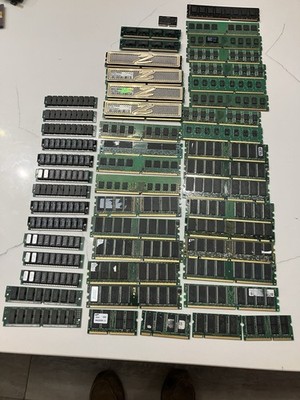 50 CT Lot of Various Gold and Silver Ram Memory Sticks for PC Computer Or Laptop