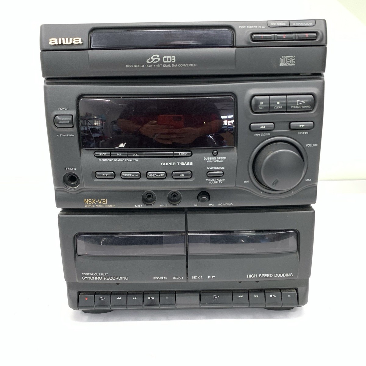 Aiwa NSX V21 CD3 Dual Cassette AM/FM Stereo System (READ) | eBay