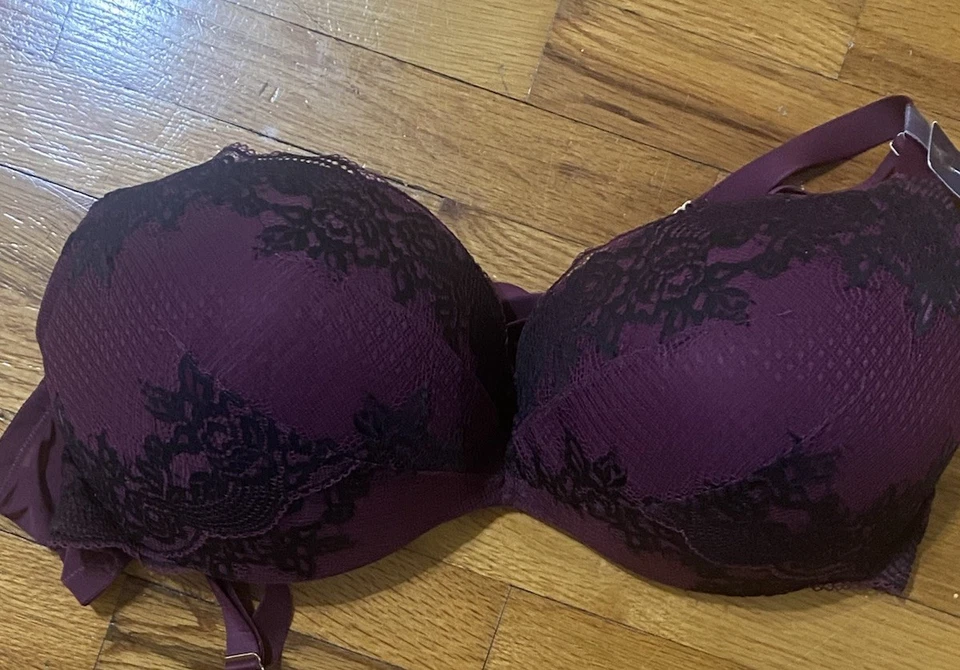 Бюстгальтер на косточках Cacique Max Boost Plunge размер 50 D темно-бордовый/черный новый с ценниками - Изображение 3 из 4