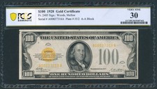 1928 $100 Hundred Dollar Gold Certificate Note Fr. 2405 PCGS-B VERY FINE 30