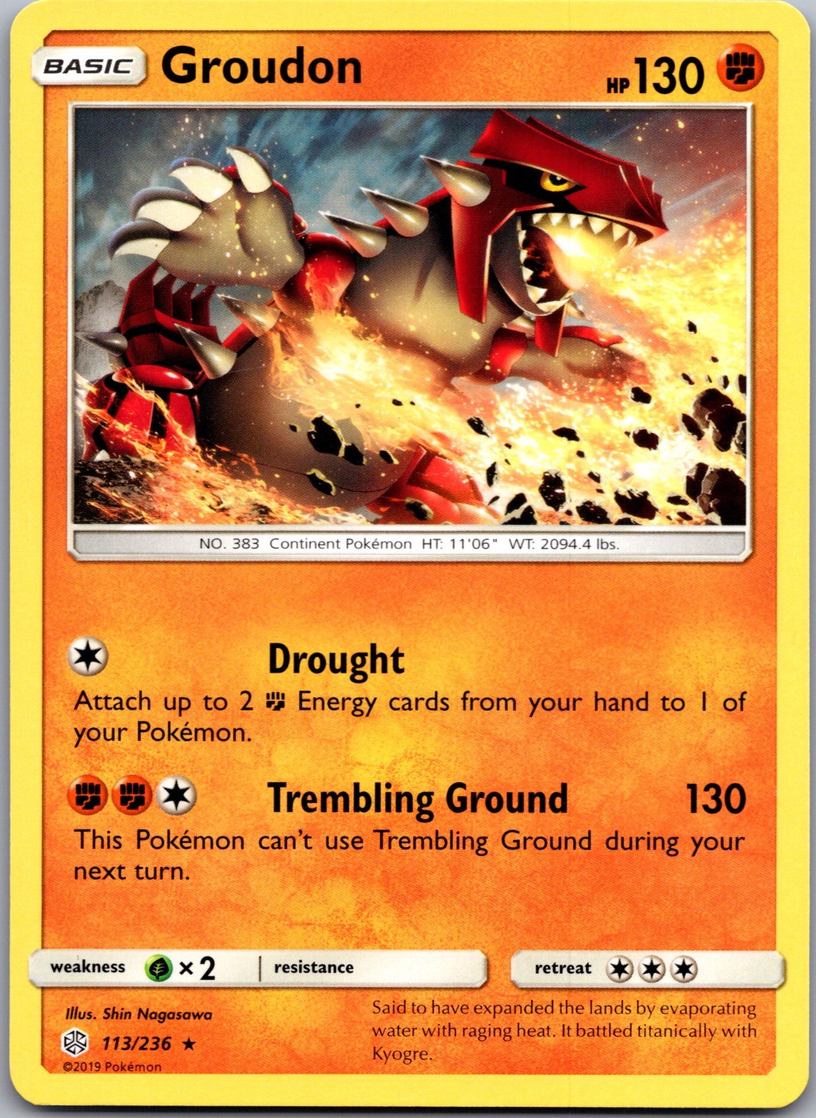 Groudon 113/236 Rare Cosmic Eclipse Pokemon Near Mint