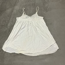 Y2K Victorias Secret Gold Label White Babydoll Dress w Lace Trim Cottage Fairy L