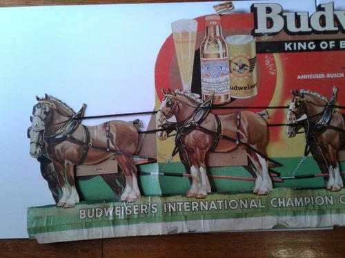 Vintage Budweiser "King Of Bottled Beers" Clydesdales 3-D Display.