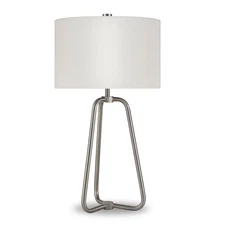 Henn & Hart Brushed Nickel Metal Fabric Table Lamp TL0002