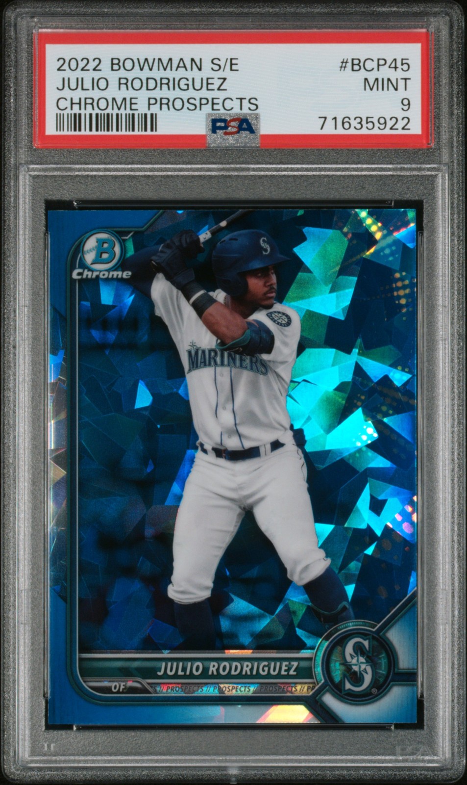 2022 BOWMAN SAPPHIRE EDITION CHROME PROSPECTS #BCP45 JULIO RODRIGUEZ PSA 9